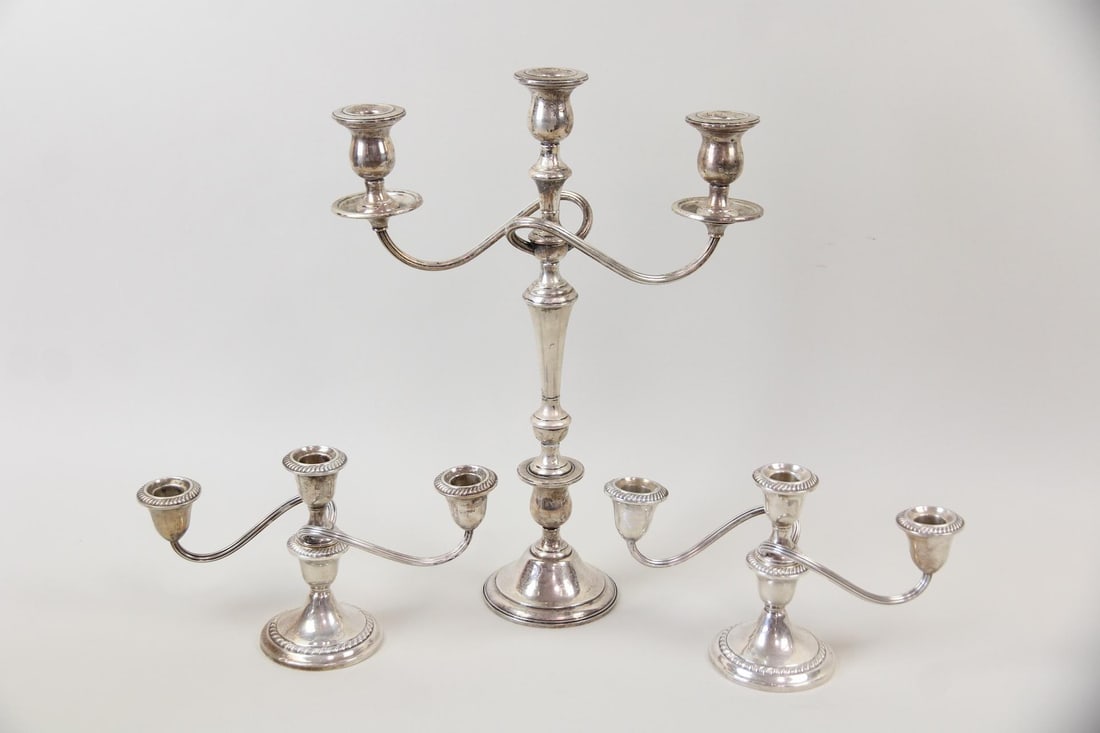 Lot of 3 Sterling Silver Candelabra, International & Gorham (1 of 13)