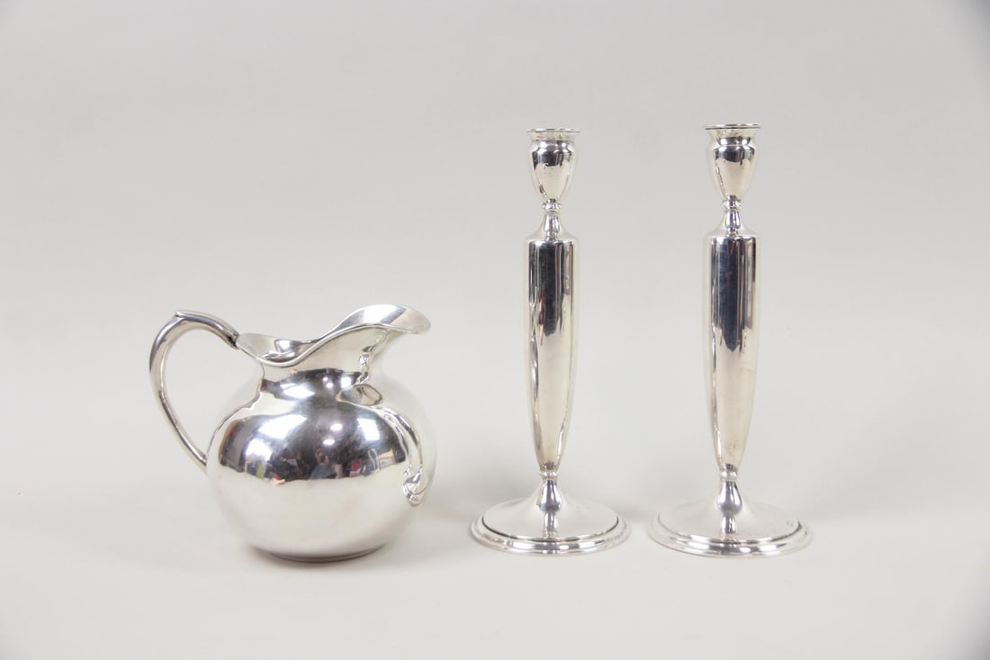 Pair of Sterling Candlesticks & Alfredo Ortega Sterling Pitcher (1 of 13)