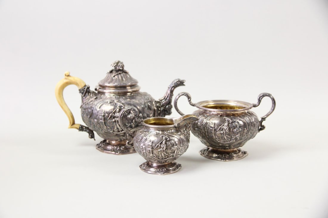 R. & S. Garrard & Co. Sterling Silver Chinoiserie Tea Set (1 of 15)