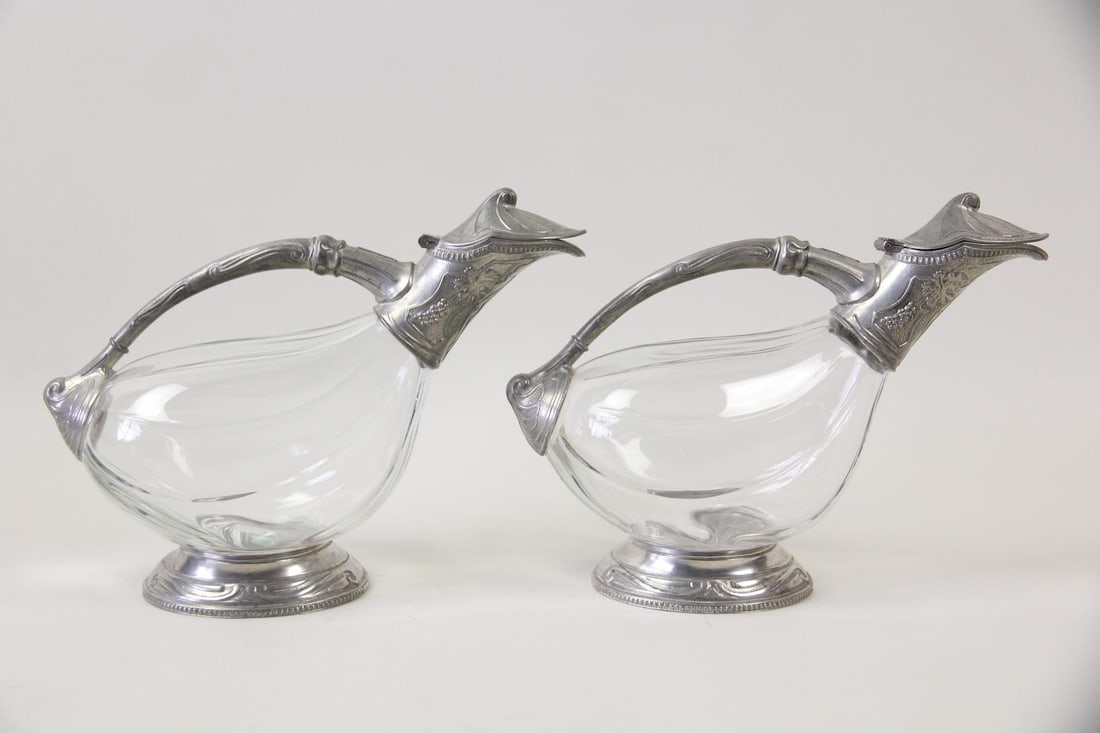 Pair of Pewter & Glass Duck Decanters (1 of 11)