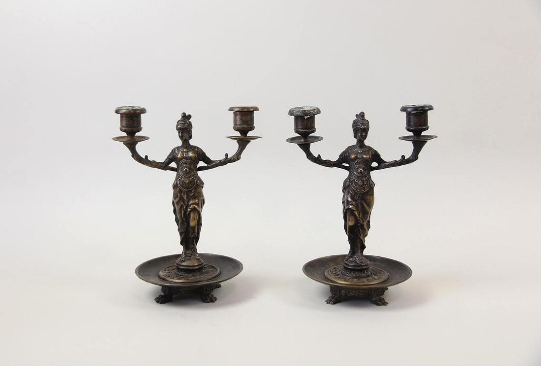 Pair of Francois Souchel Bronze Athena Candelabras (1 of 12)