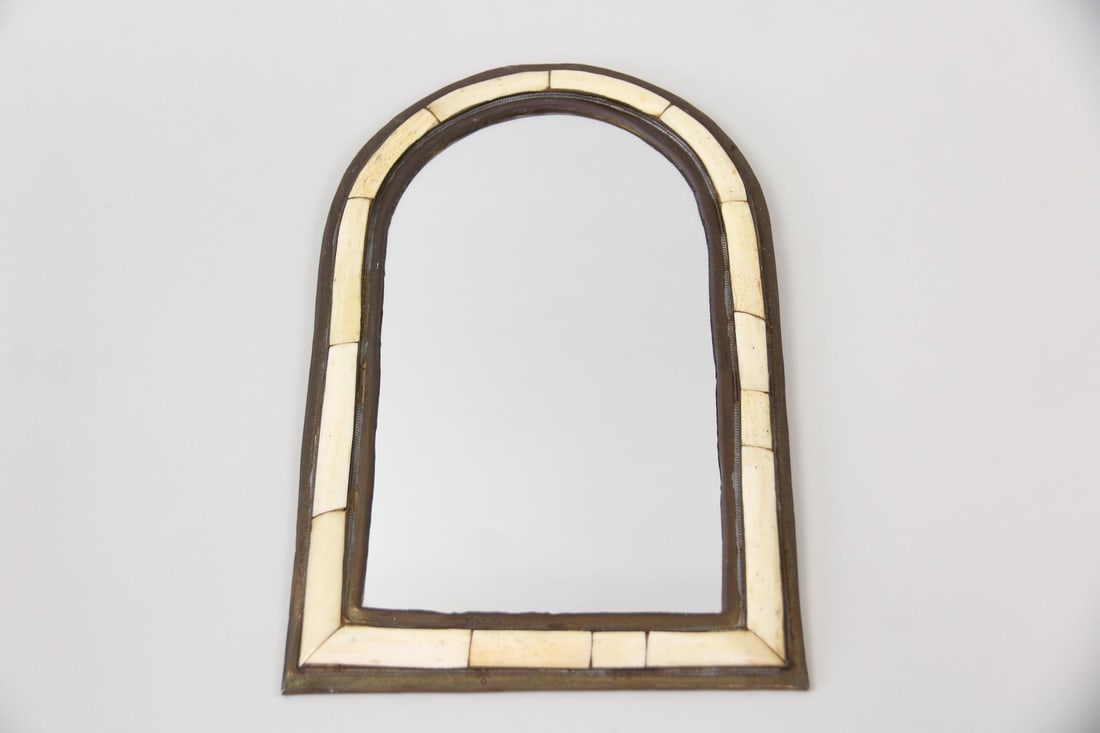 Moroccan Arched Brass and Bone Inlay Mirror (1 of 8)
