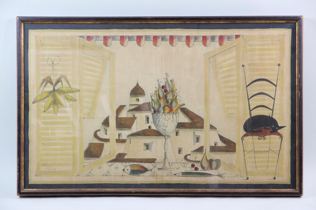 Art Nouveau Painting on Fabric by Rita Boley Bolaffio (1 of 12)