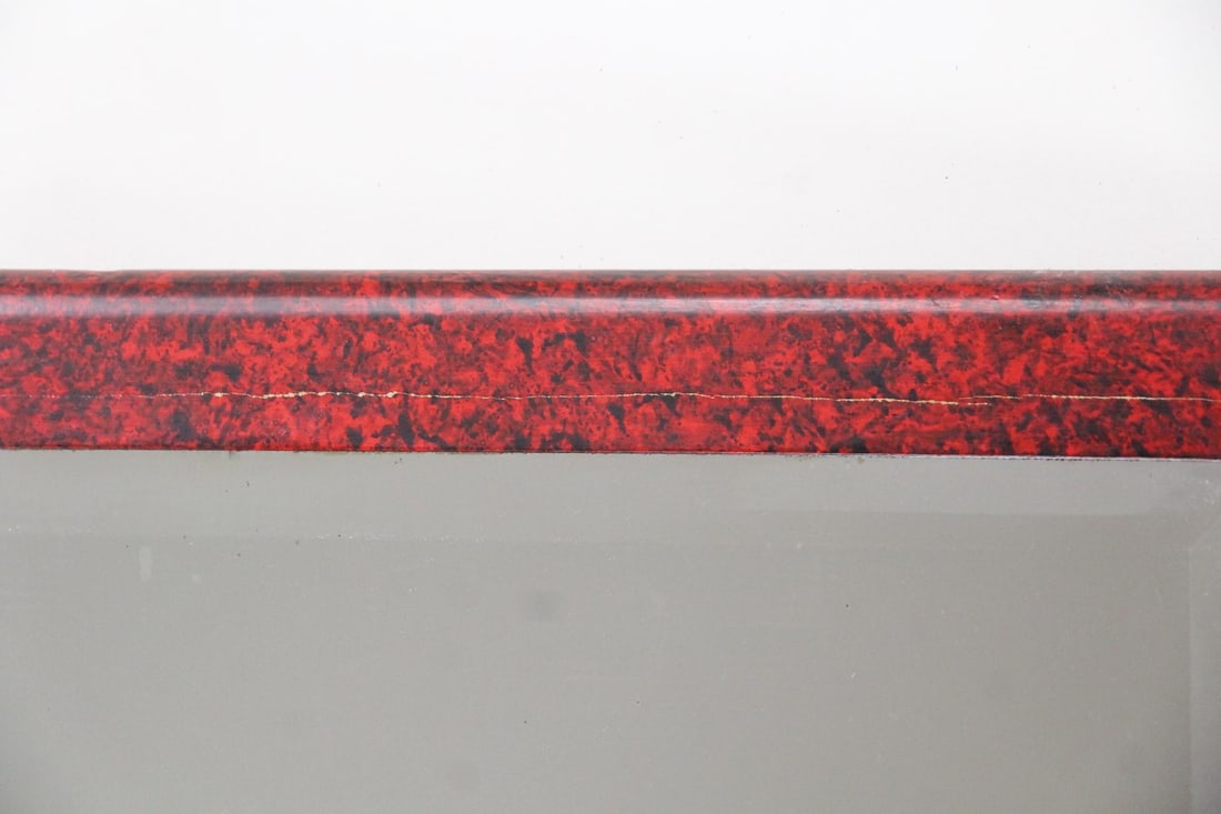 Red Lacquered Beveled Mirror - 3
