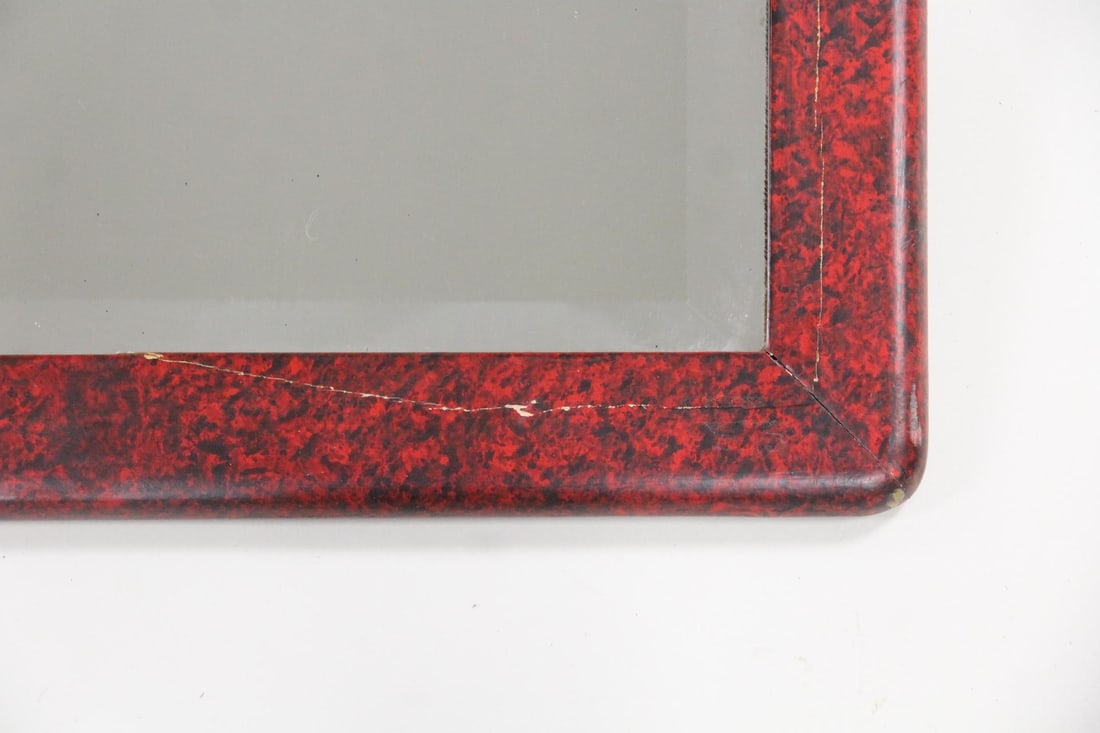Red Lacquered Beveled Mirror - 4