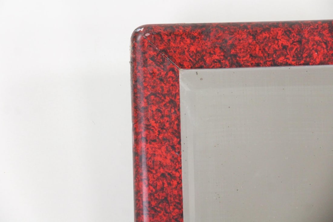 Red Lacquered Beveled Mirror - 6