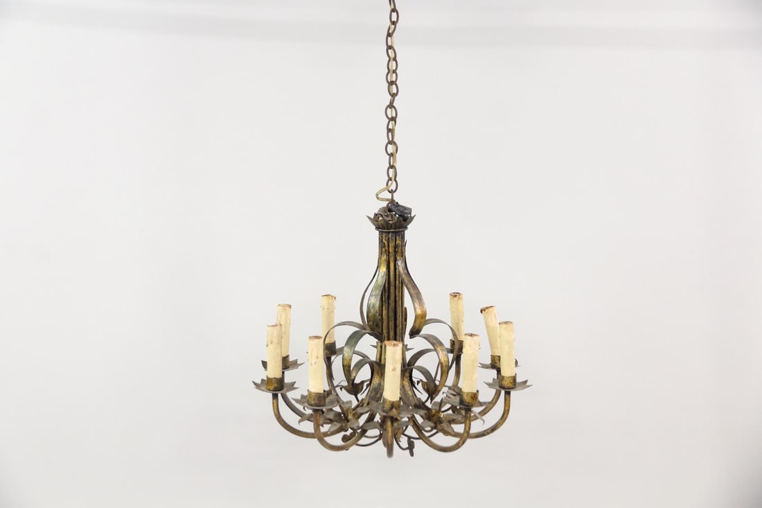 Gilt Metal Floral Candelabra Chandelier (1 of 6)