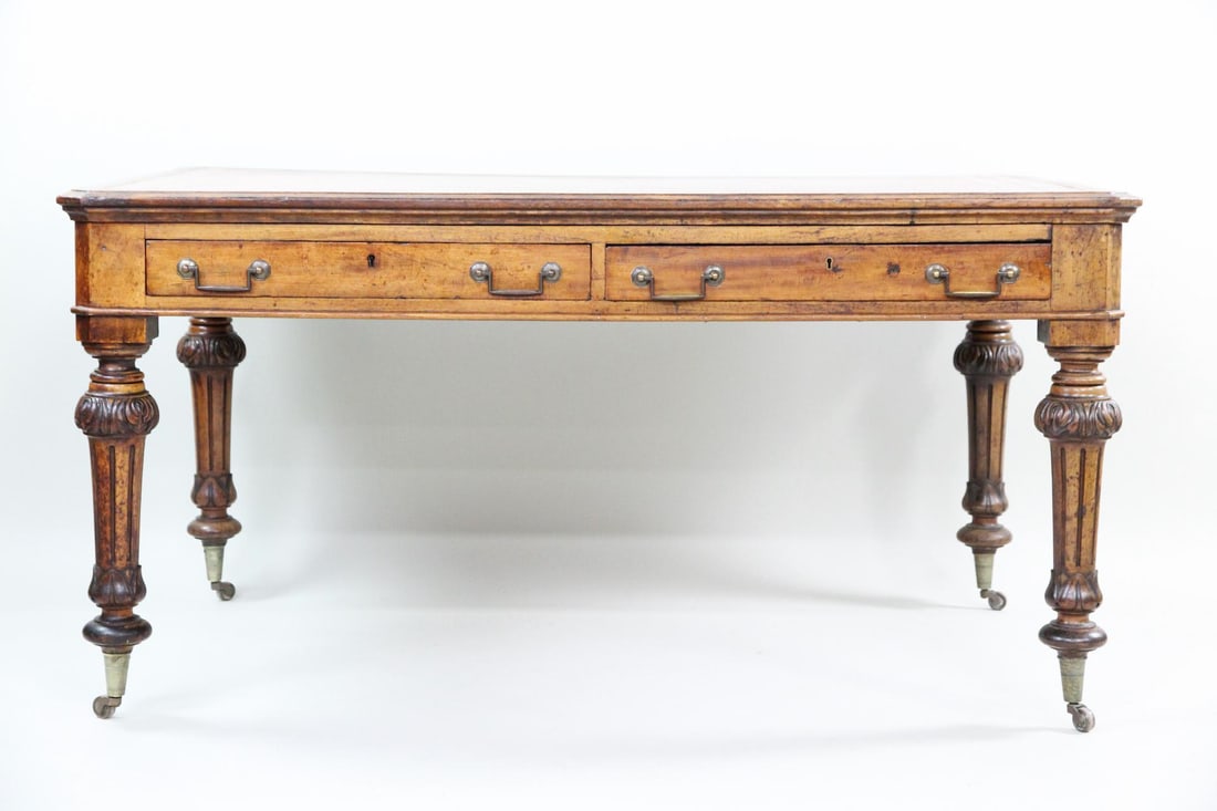 19th C. English Regency Leather Top Mahogany Desk, Gillows Style (1 of 15)