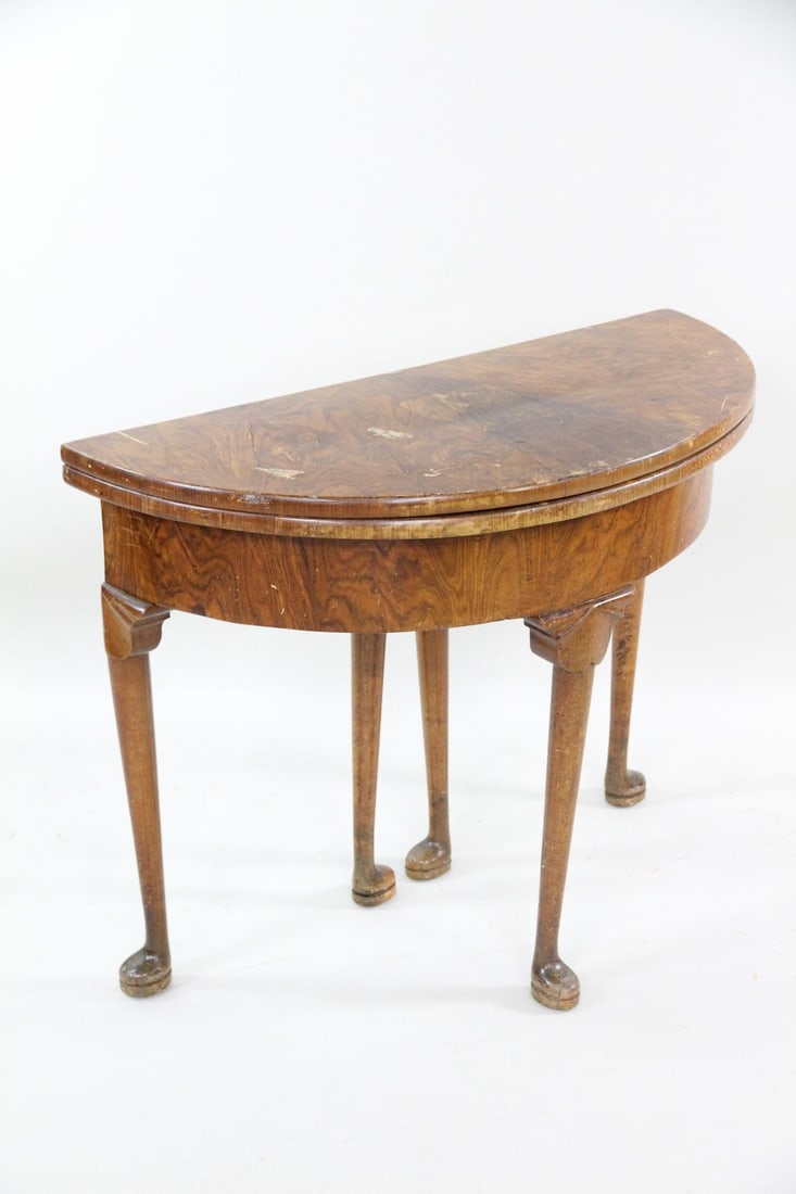 Georgian Flip Top Demilune Console Game Table (1 of 19)