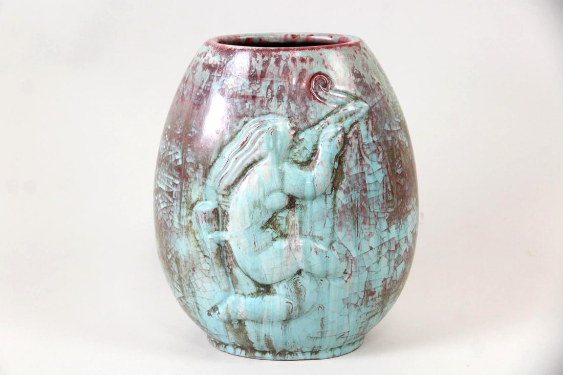 Art Deco Michael Andersen & Son Ceramic Vase, Nude Woman (1 of 8)