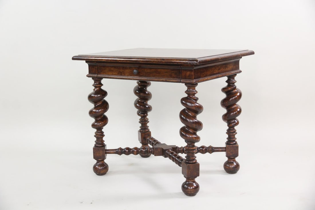 Minton-Spidell Philip II End Table, Barley Twist Carved Wood (1 of 12)