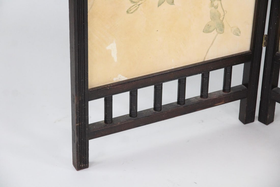 Victorian Painted 3 Panel Screen Room Divider - 7