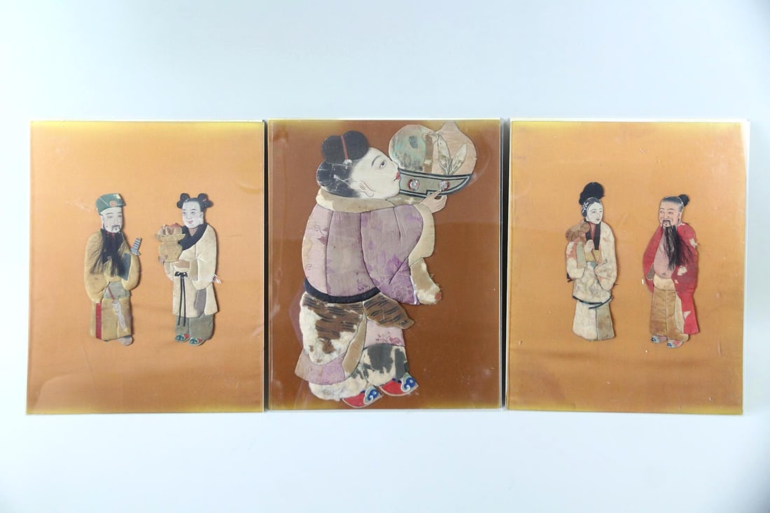 Group of 3 Japanese Textile Silk Collage Panels (1 of 18)