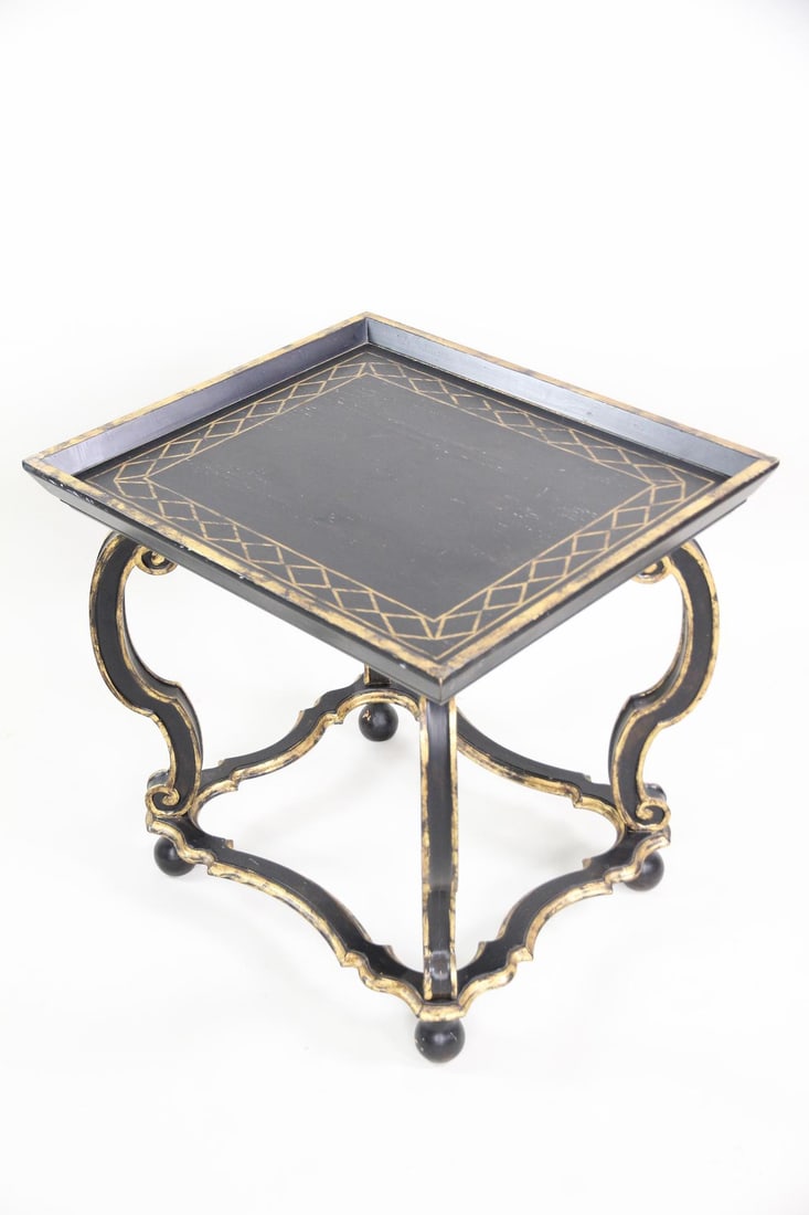 Contemporary Chinoiserie Black & Gold Side Table (1 of 14)