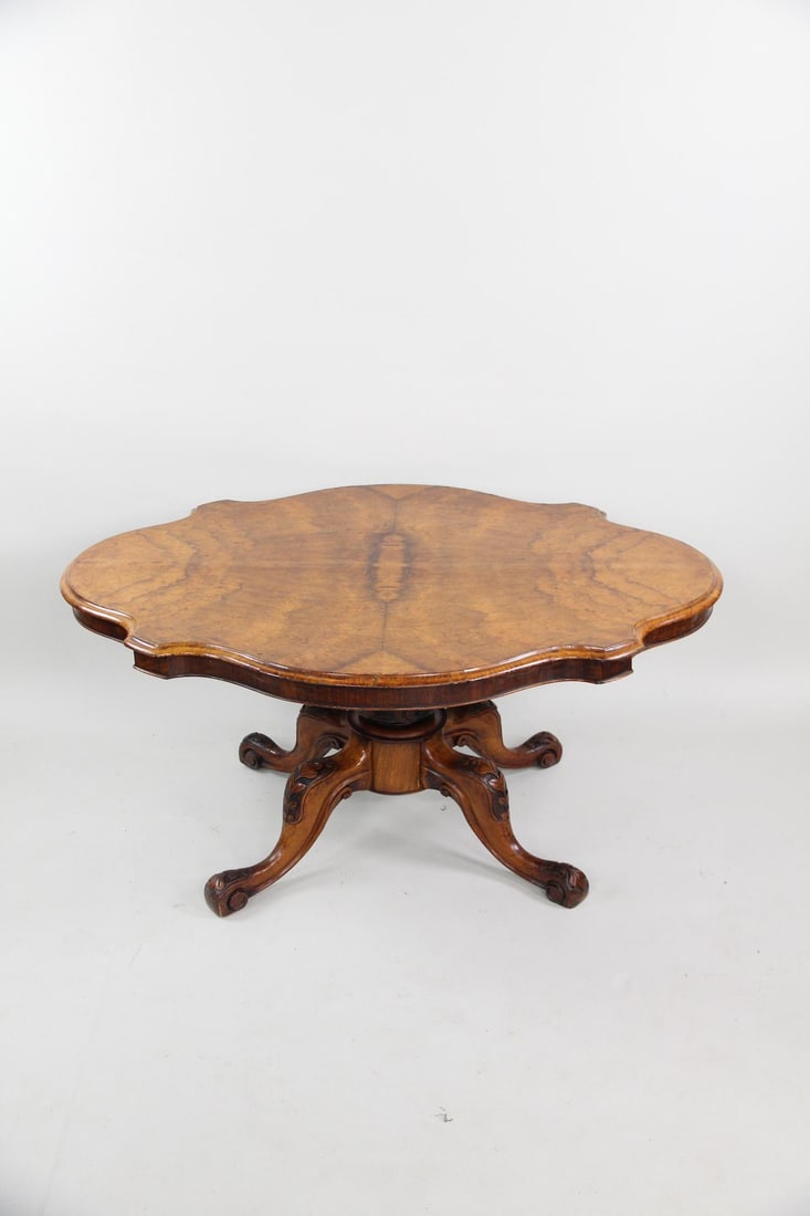 19th C. Burr Walnut Tilt-Top Center Table (1 of 18)