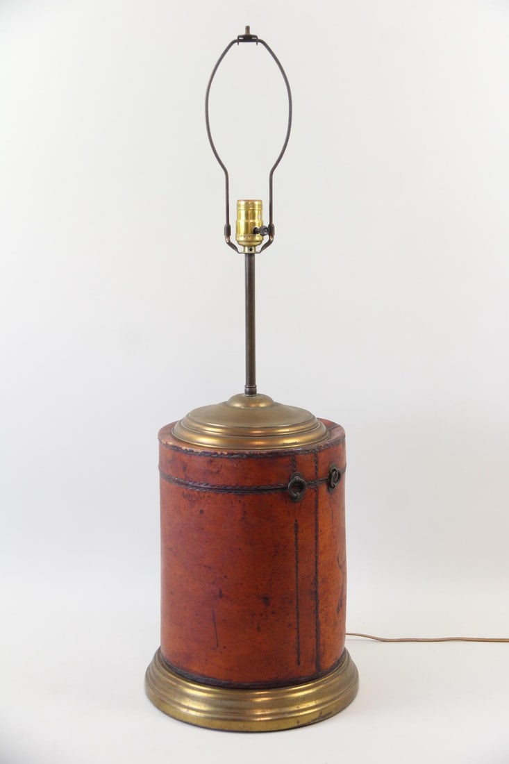 Chinese Leather Hat Box Lamp with Foo Dog Lock (1 of 11)
