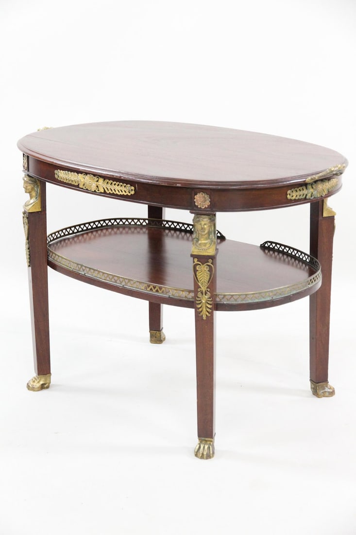 Empire Wooden Side Table with Neoclassical Brass Details (1 of 17)