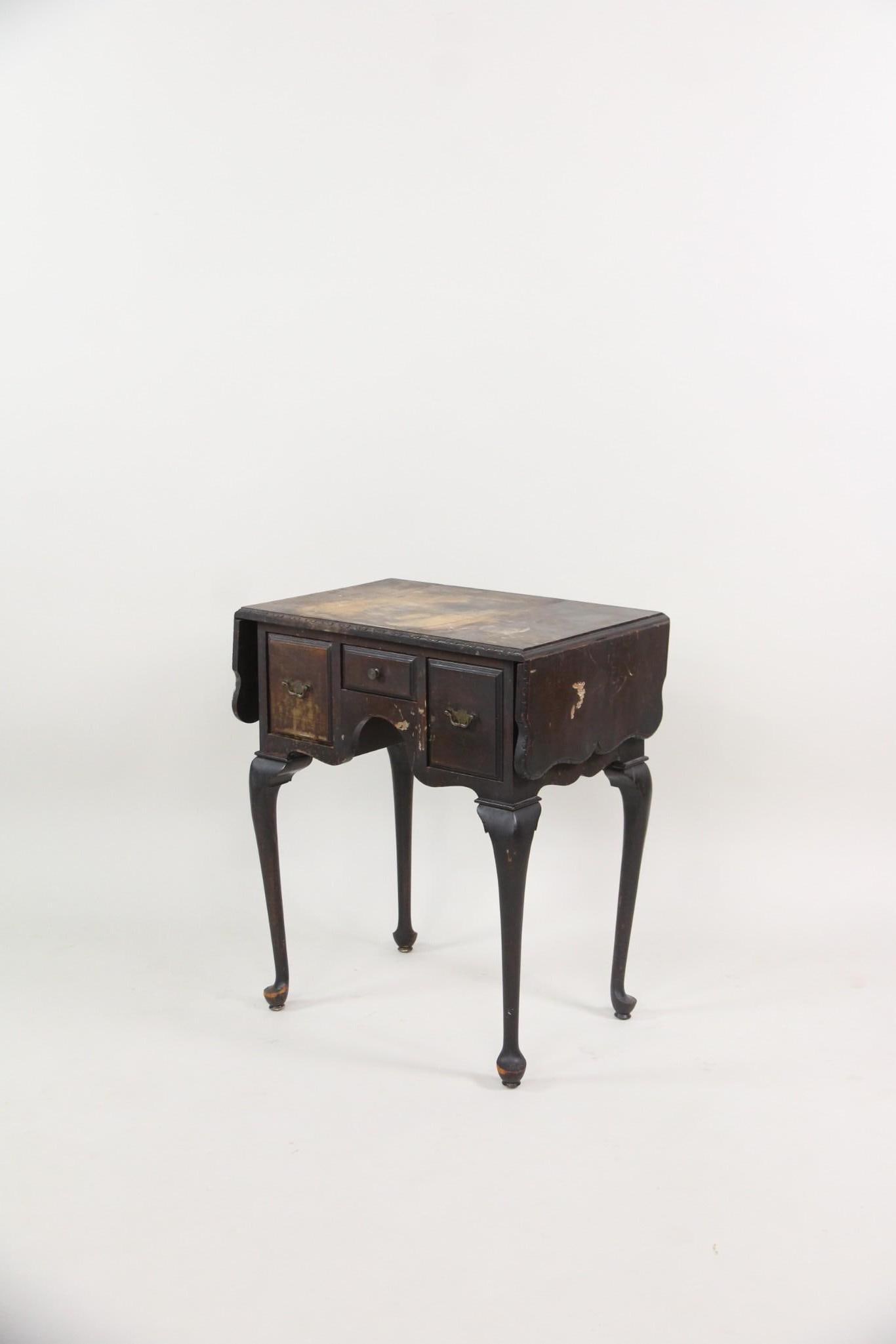 Queen Anne Lowboy Drop Leaf Work Table with Drawers - 5