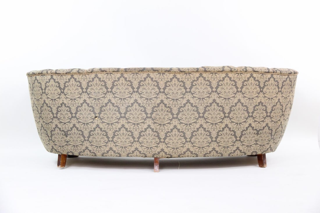 Blue Damask Banana Sofa - 11
