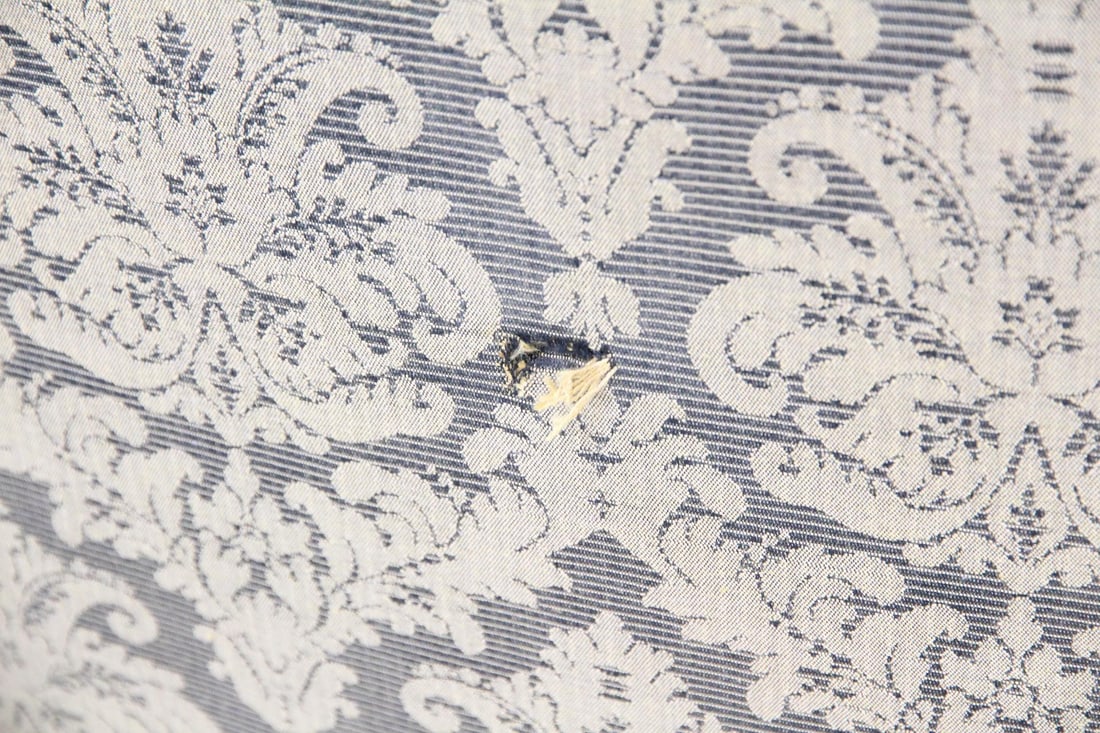Blue Damask Banana Sofa - 12