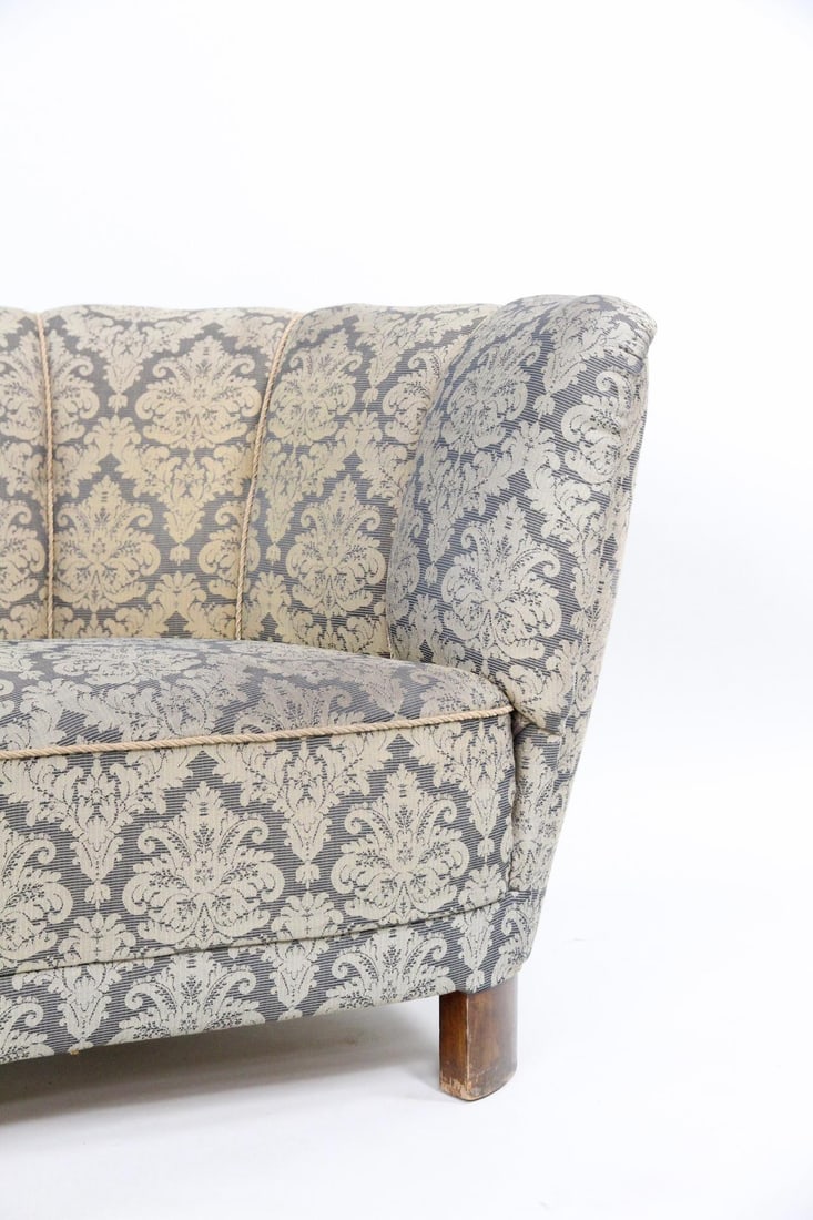Blue Damask Banana Sofa - 6