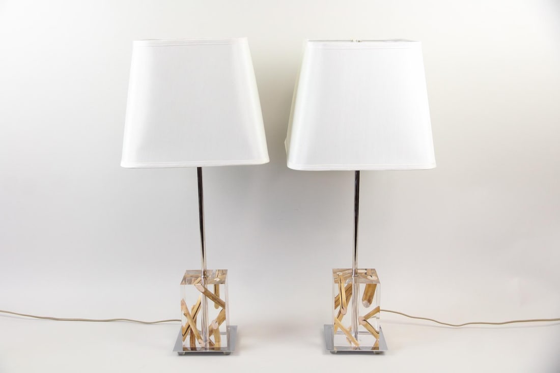 Pair of Bamboo Branches in Acrylic Lamps (1 of 10)