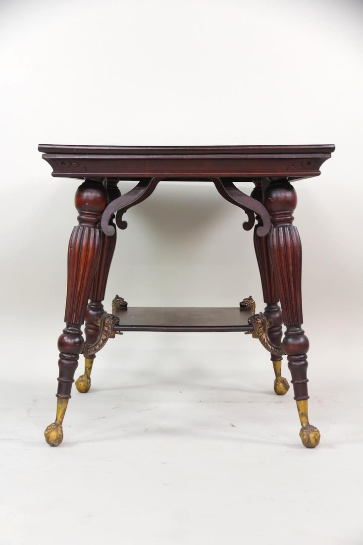 Victorian Mahogany Parlor Table with Lion's Head Details (1 of 12)