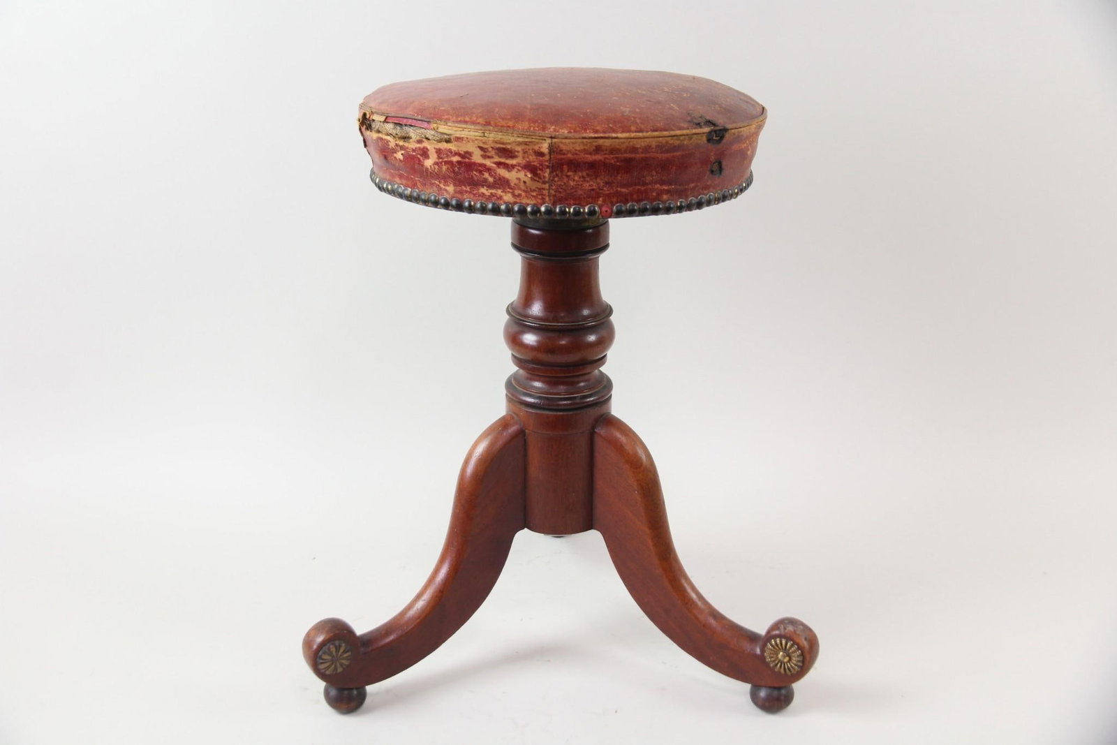 Regency Mahogany Piano Stool with Red Leather Seat (1 of 10)