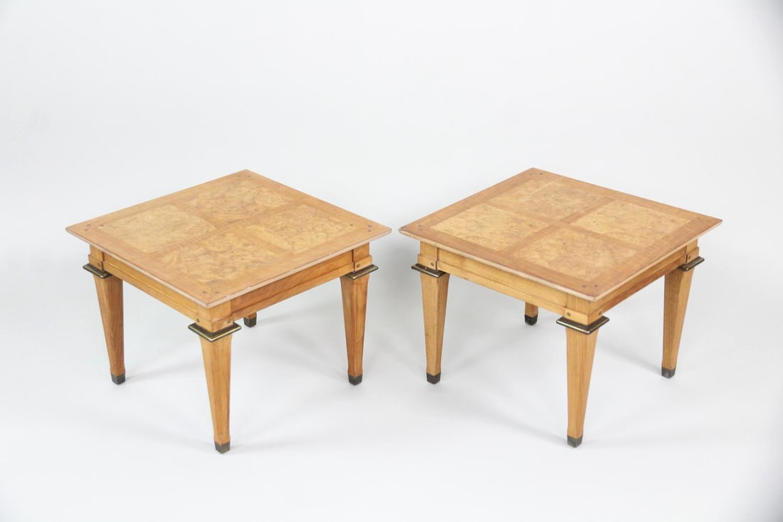 Pair Mastercraft Burl Wood & Brass Side Tables (1 of 12)