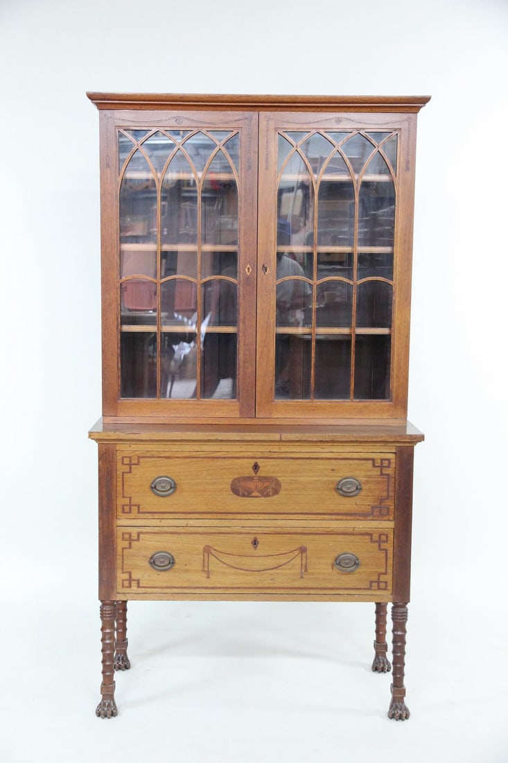 Hepplewhite Turned Leg and Paw Foot Bookcase (1 of 16)