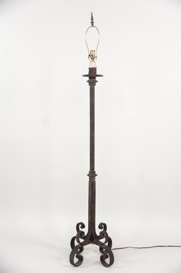 Heavy Wrought Iron Gothic Revival Candelabra Floor Lamp (1 of 7)