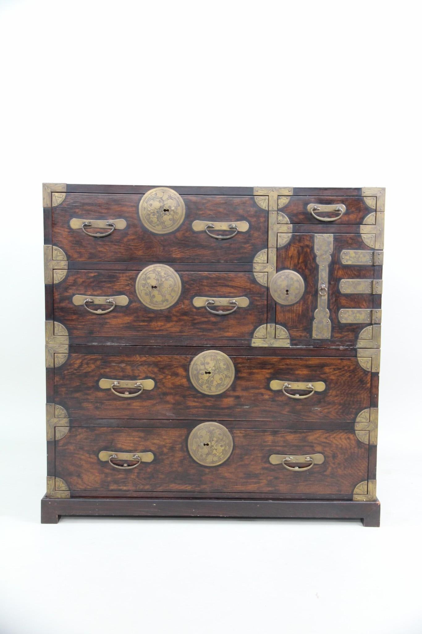 Japanese Tansu Chest with Engraved Brass Hardware (1 of 15)