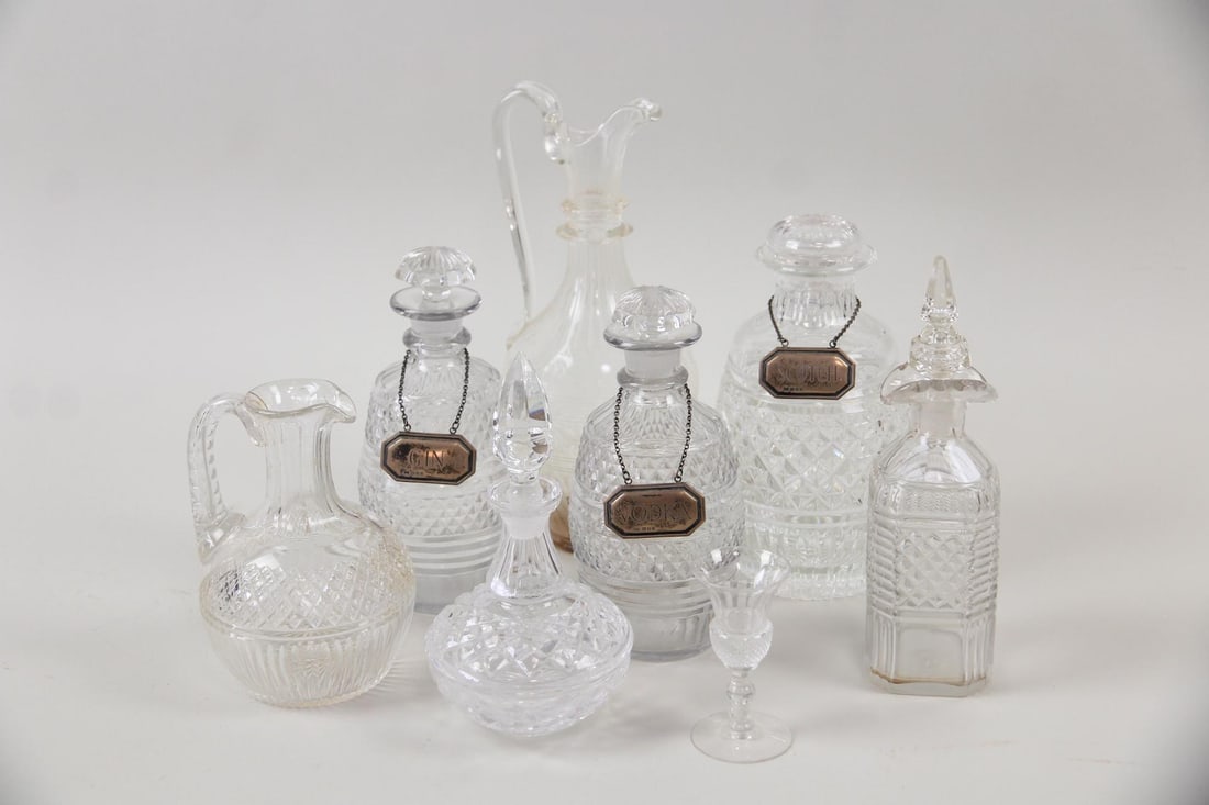 Lot of 8 Cut Crystal Barware Liquor Decanters (1 of 15)