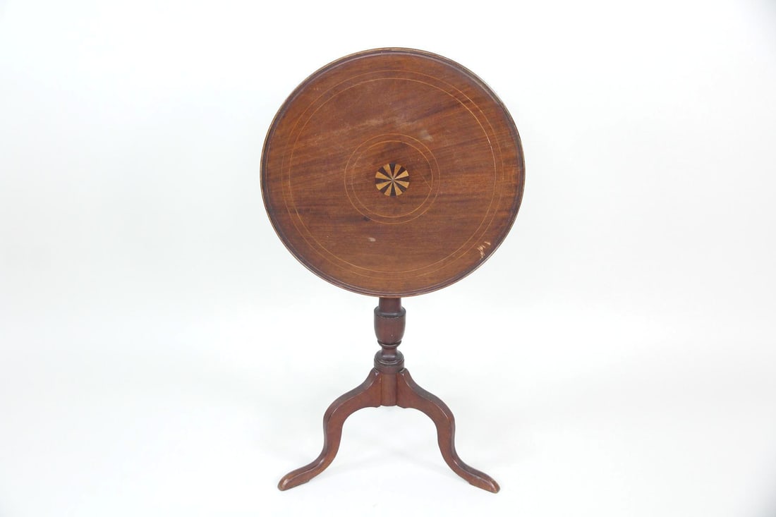 Inlaid Mahogany Tripod Tilt-Top Occasional Table (1 of 10)