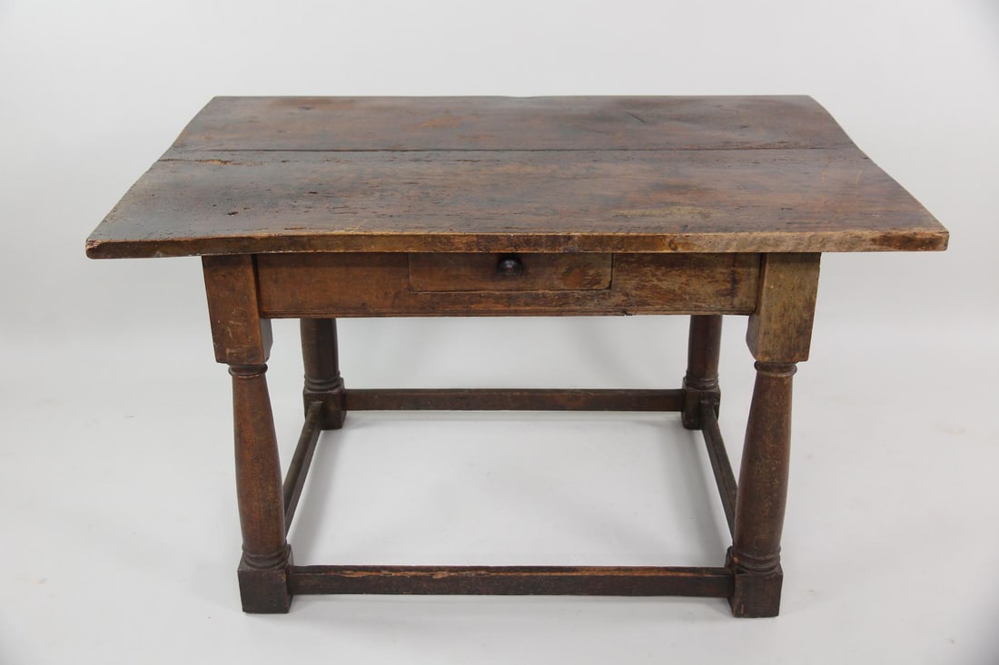 Primitive William & Mary Tavern Table, Single Drawer (1 of 13)