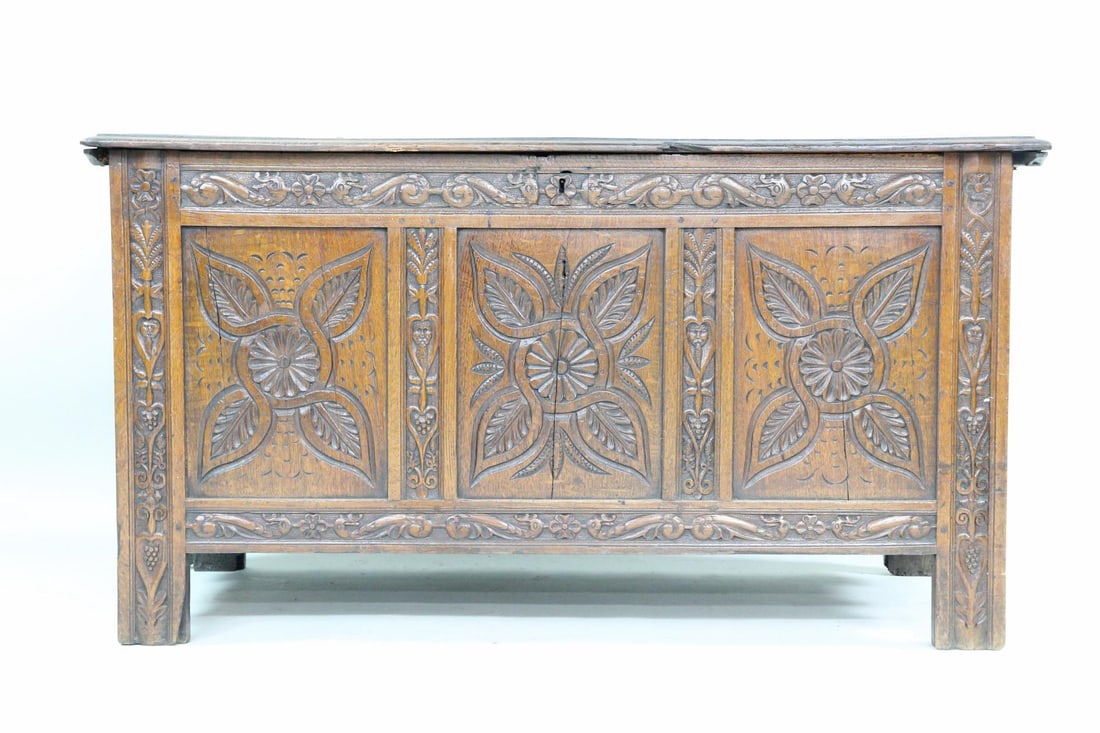 Jacobean Wooden Blanket Chest, Carved Trunk (1 of 19)