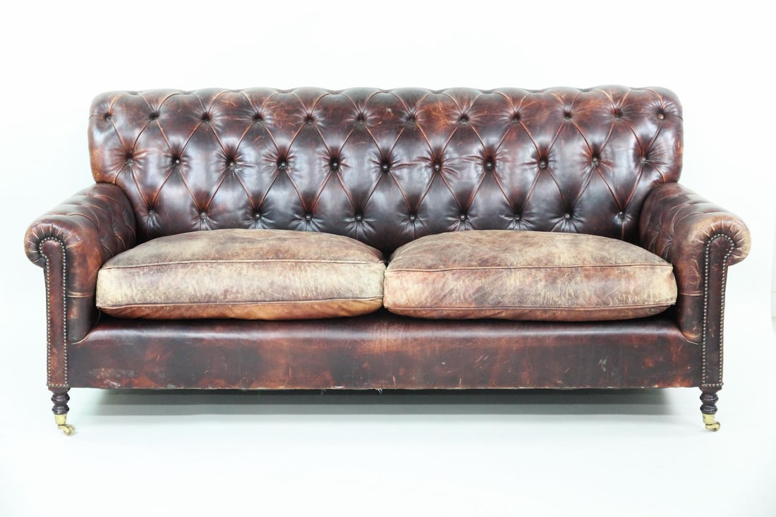George Smith Brown Leather Chesterfield Sofa (1 of 20)