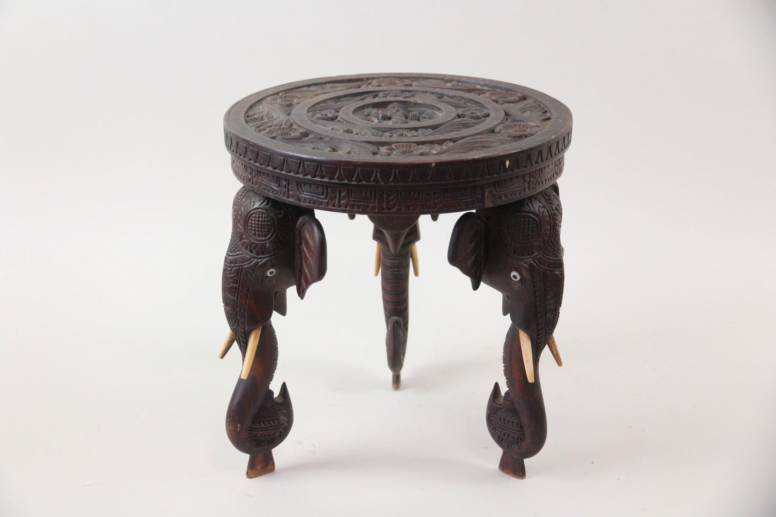 Anglo-Indian Carved Wood Table with Elephant Legs (1 of 10)