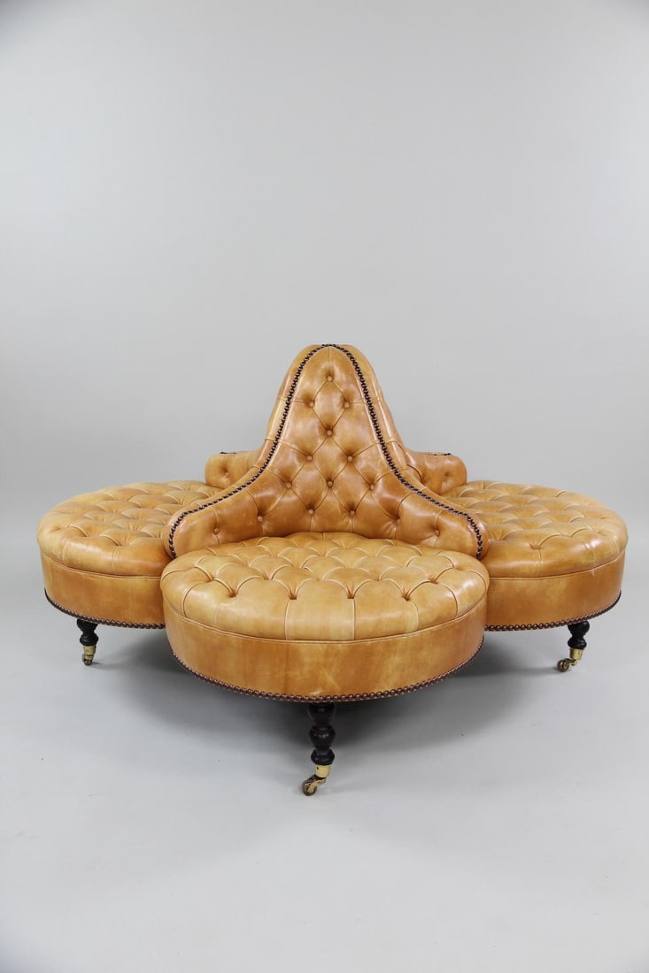 George Smith "Conversation Piece" Leather Lobby Sofa, Cognac (1 of 14)