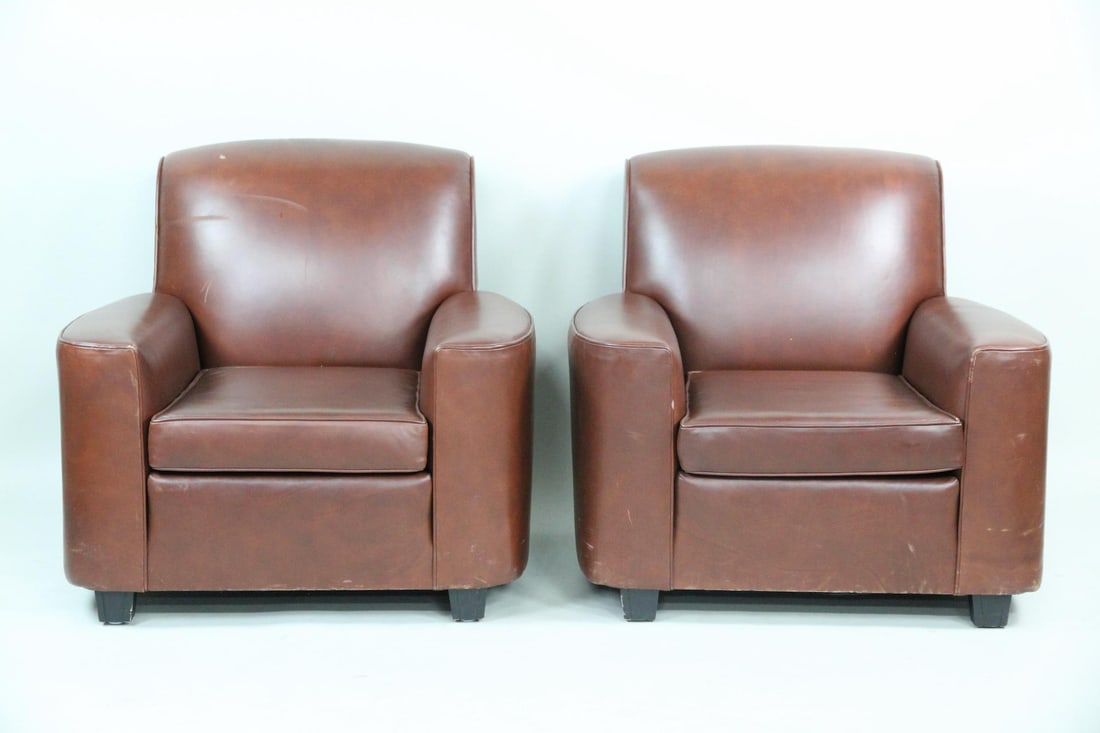 Pair of Brown Leather Club Chairs (1 of 20)