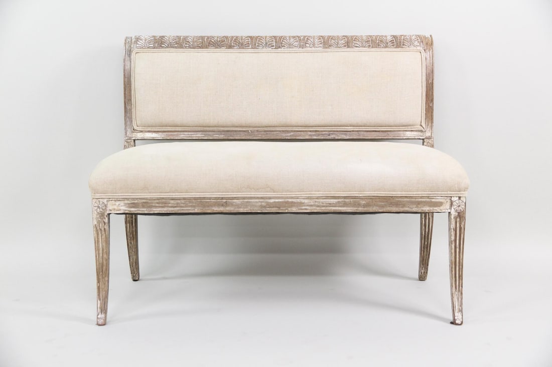 Painted Swedish Gustavian Style Settee Bench (1 of 18)
