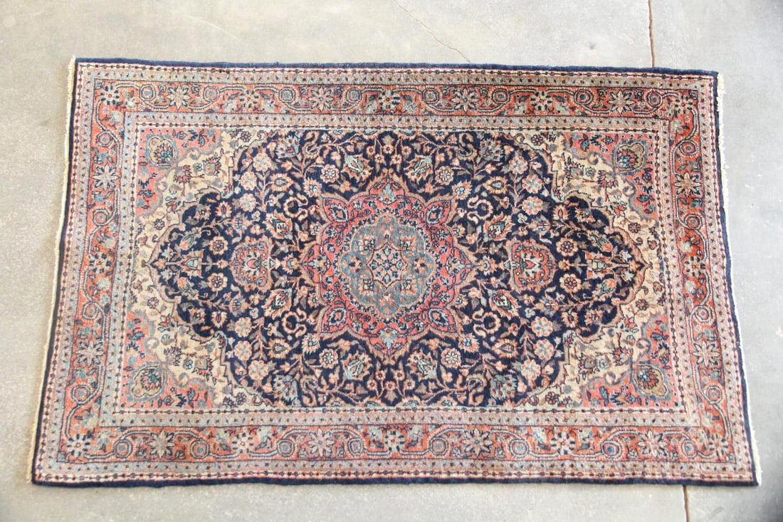 Persian Floral Sarouk Rug, Wool & Cotton (1 of 8)
