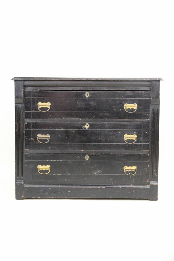 Victorian Wood & Brass Chest of Drawers (1 of 14)