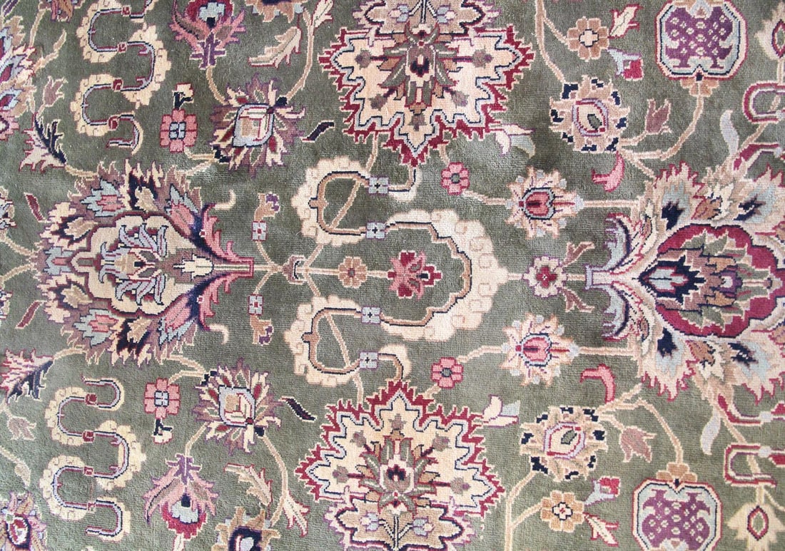 Botanical Persian Style Rug, Olive & Red, 8.5 x 12 Ft (1 of 11)