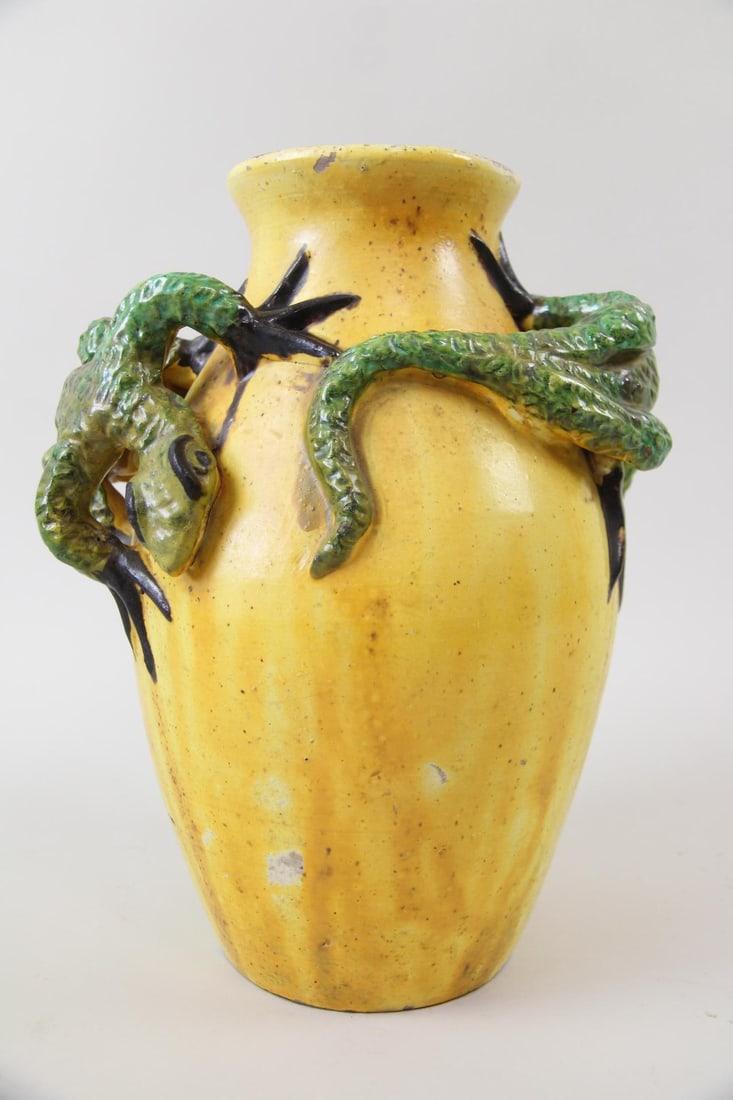 Sculptural Lizard Art Nouveau Pottery Vase (1 of 11)