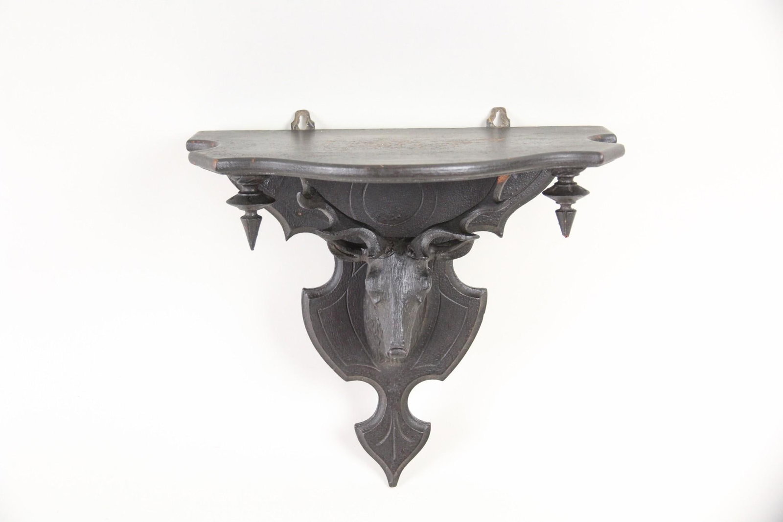 Black Forest Carved Wood Corner Shelf with Buck (1 of 8)
