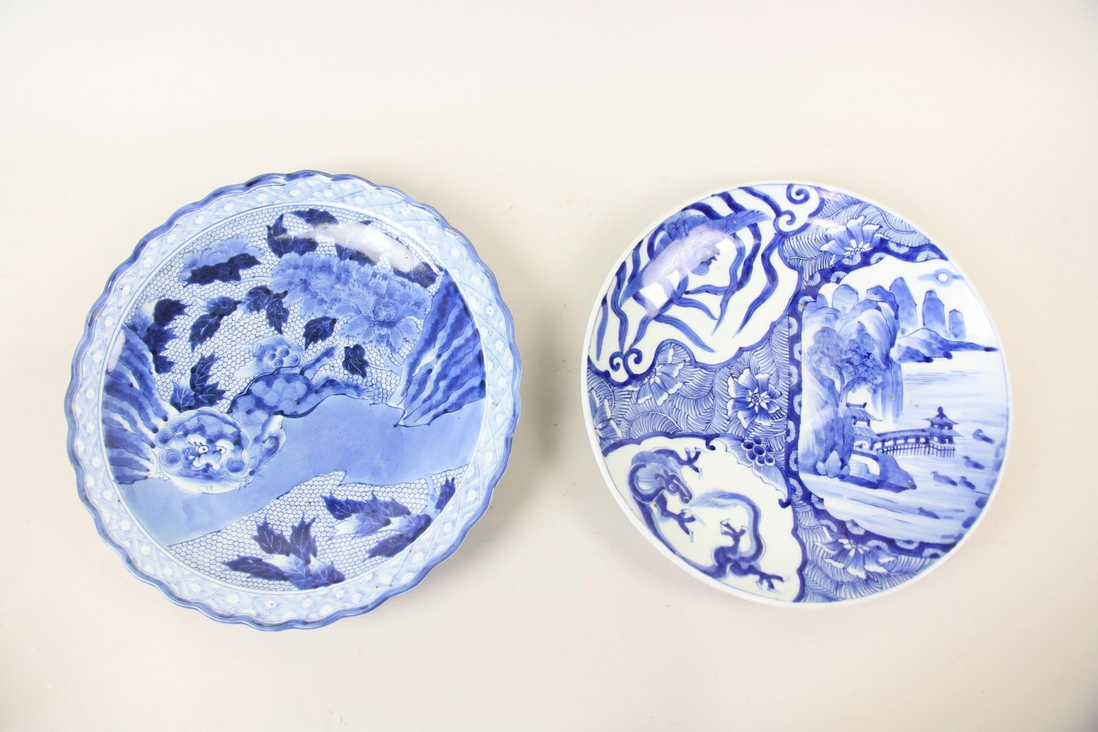 Pair of Japanese Blue & White Imari Platters (1 of 15)