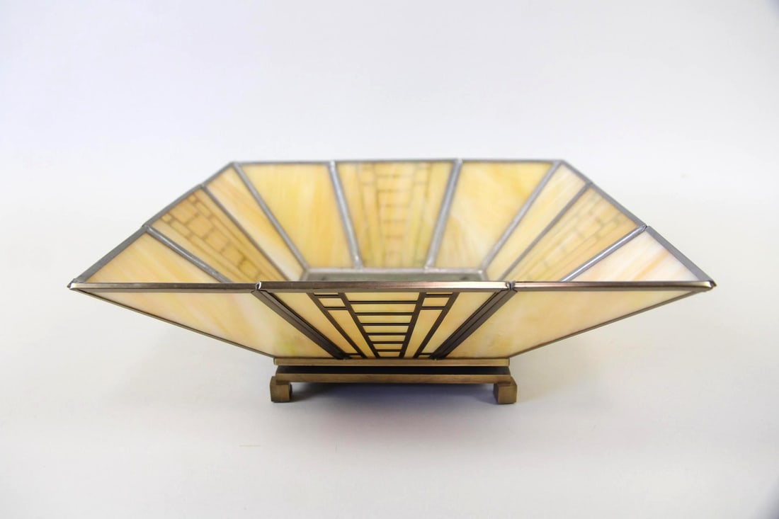 Mission Stained Glass Bowl, Frank Lloyd Wright Style (1 of 8)