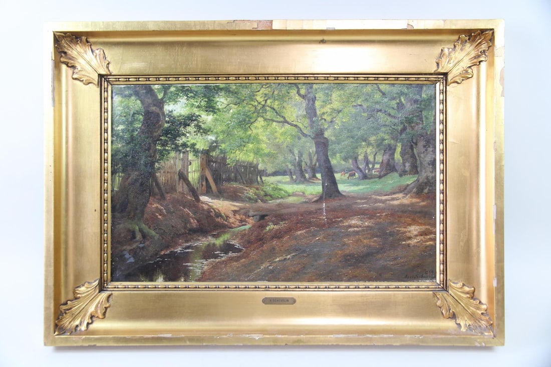 Axel Schovelin Pastoral Painting, Cows Grazing 1884 (1 of 14)