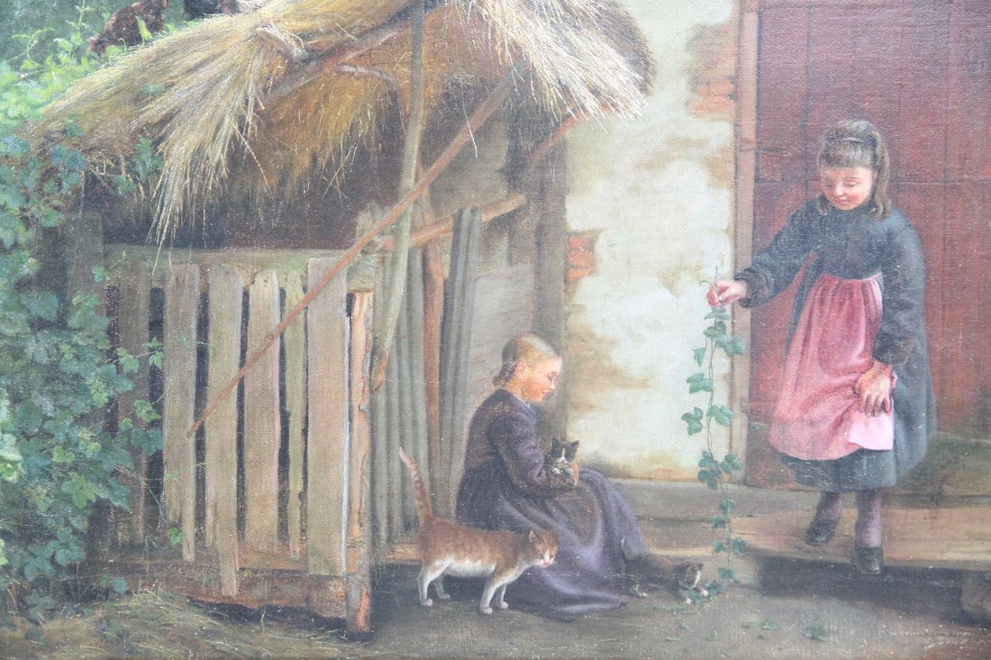 August Plum Genre Painting, Girls with Kittens (1 of 11)